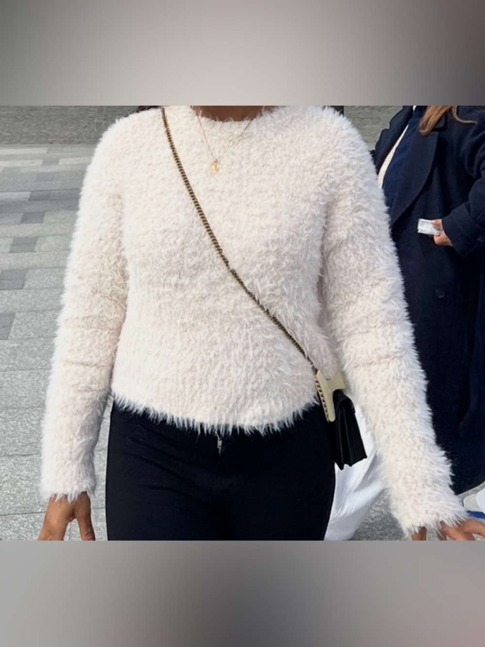 Forever 21 Cream Fuzzy Knit Pullover